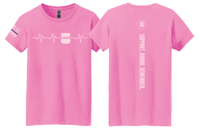 Thin Blue Line Heartbeat Badge Limited Edition Pink Tee - Women's Cut