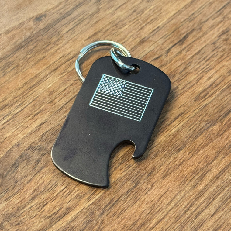 Personalized Flag Key Chain and Bottle Opener Honoring Fallen Officers