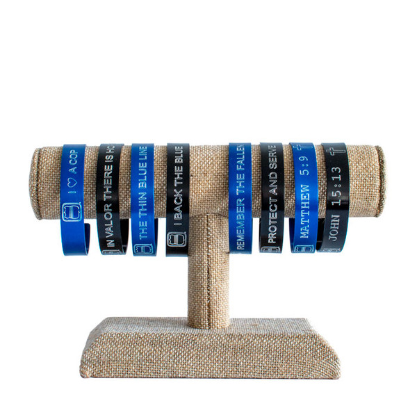 Thin Blue Line Silicone Bracelet - Personalized Police Support Wristband, Durable Rubber, Multiple Sizes