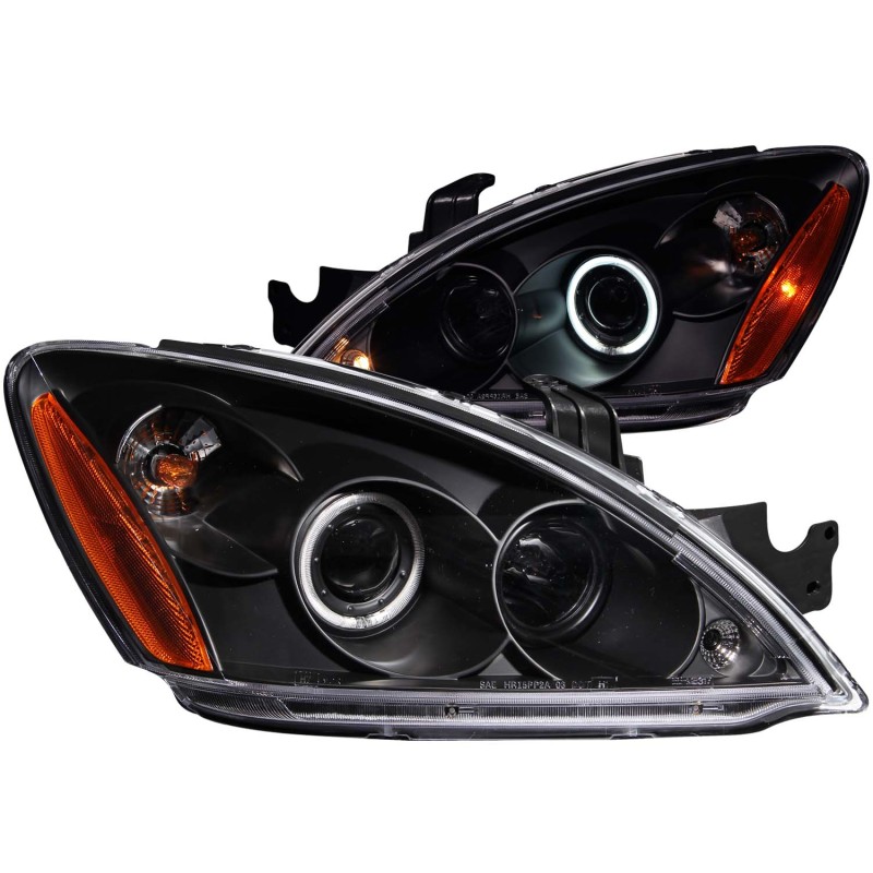 ANZO 2004-2007 Mitsubishi Lancer Projector Headlights w/ Halo Black (CCFL) - 121102