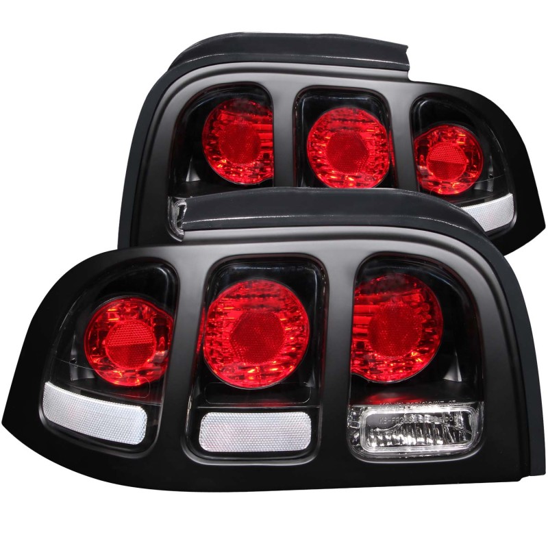 ANZO 1994-1998 Ford Mustang Taillights Black - 221020