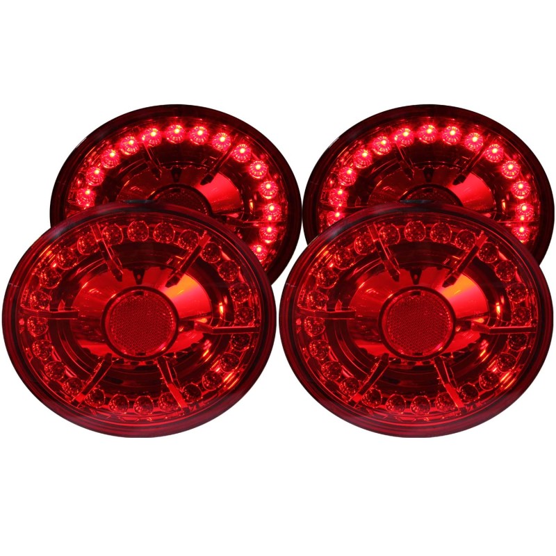 Tail Light Assembly; LED; Red Lens; Black Housing; Pair; 4 pc.; - 321168