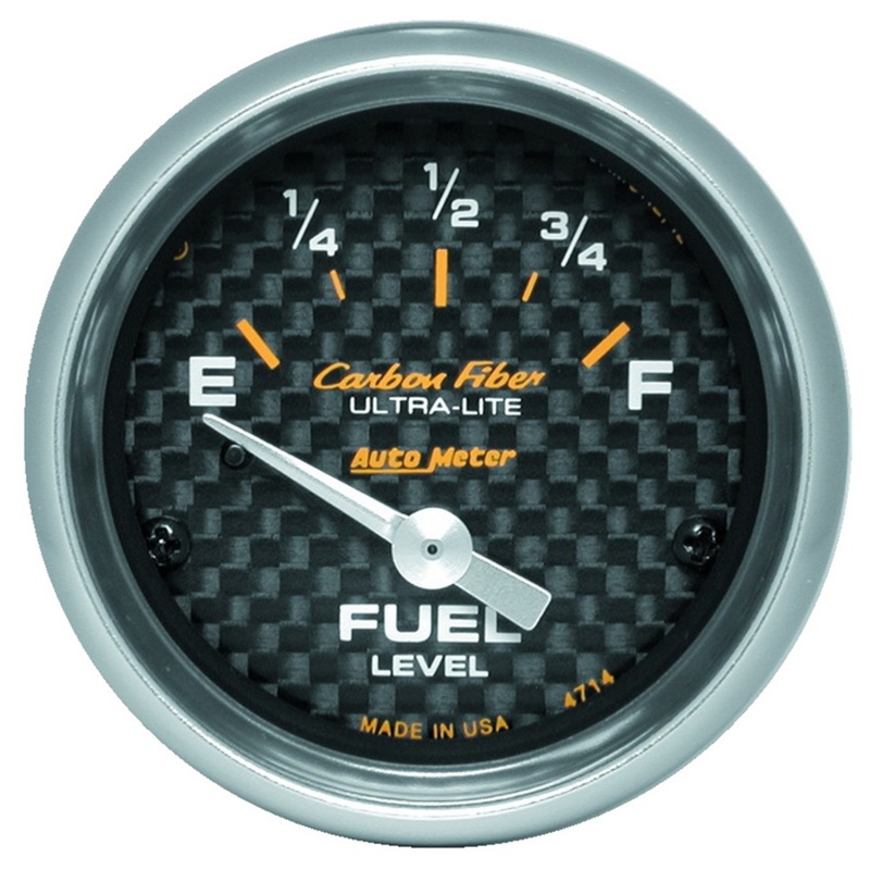 Autometer Carbon Fiber 52mm 0E-90F Short Sweep Electronic Fuel Level Gauge - 4714