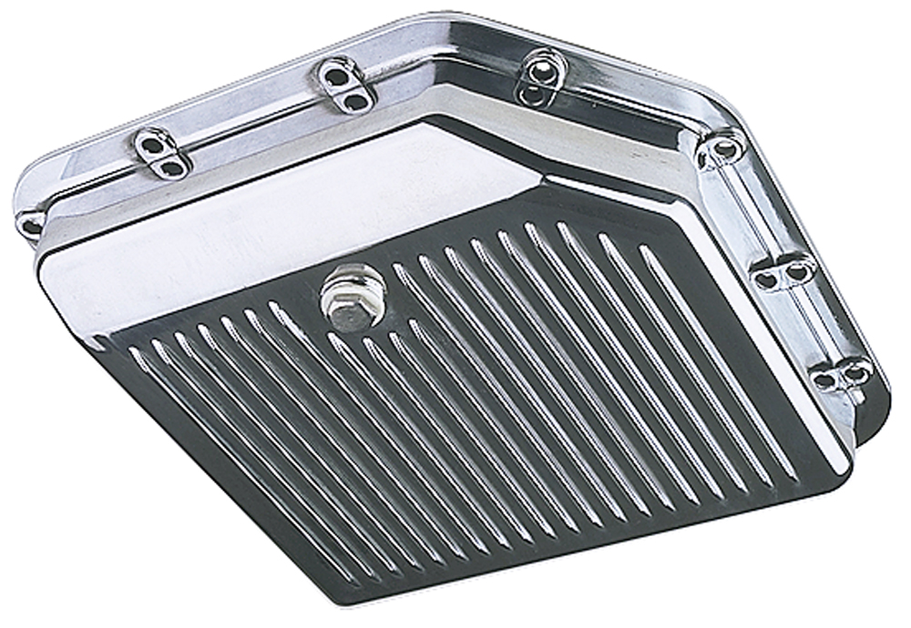 TH350 TRANSMISSION PAN; STOCK DEPTH; FINNED POLISHED ALUMINUM - 8896