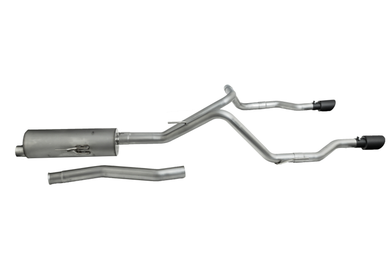 Black Elite Cat-Back Dual Split Exhaust System; Stainless - 617410B