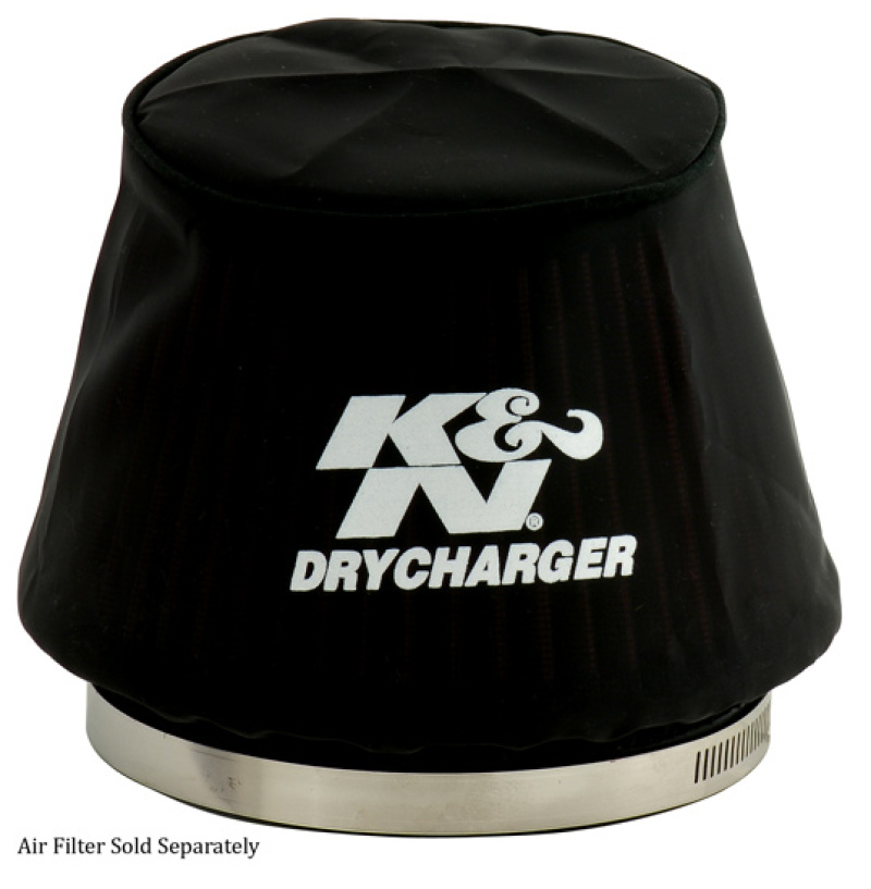 K&N Black Drycharger 6.25in Base ID / 4.375in Top ID / 4.125in Height Air Filter Wrap - RU-5163DK