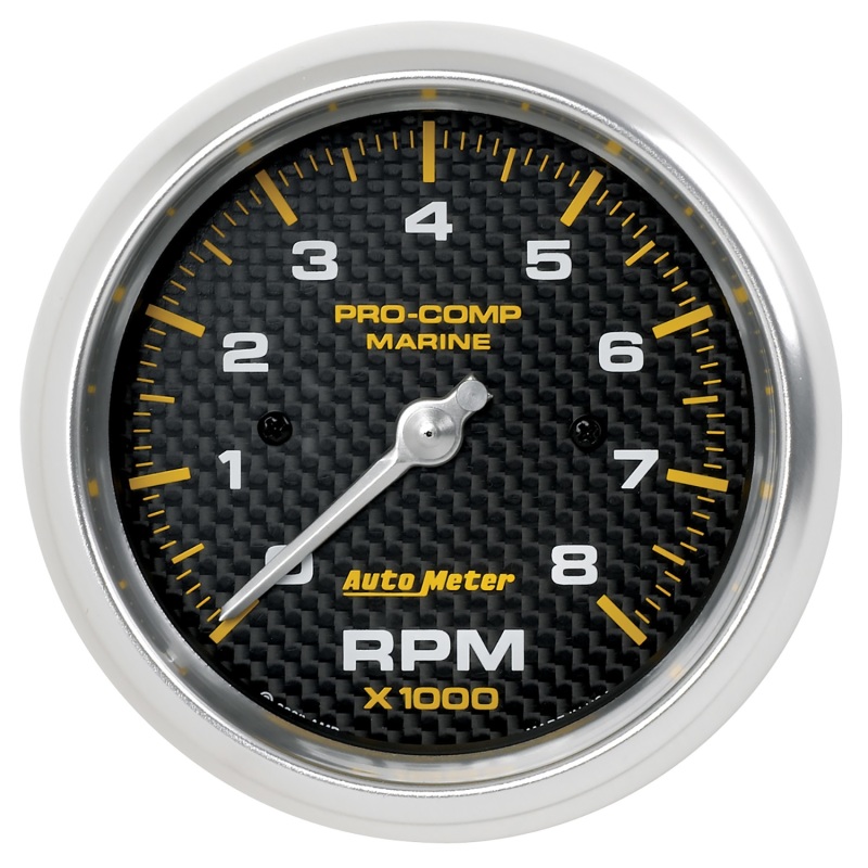 3-3/8in. IN-DASH TACHOMETER; 0-8;000 RPM; MARINE CARBON FIBER - 200779-40