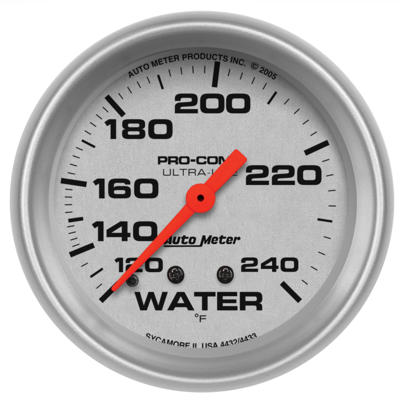 GAUGE; WATER TEMP; 2 5/8in.; 120-240deg.F; MECHANICAL; ULTRA-LITE - 4432