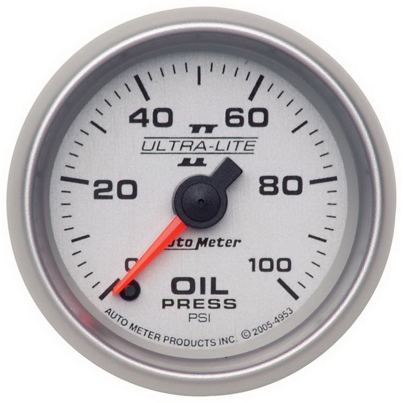 Autometer Ultra-Lite II 52mm 0-100 psi Full Sweep Electric Oil Pressure Gauge - 4953