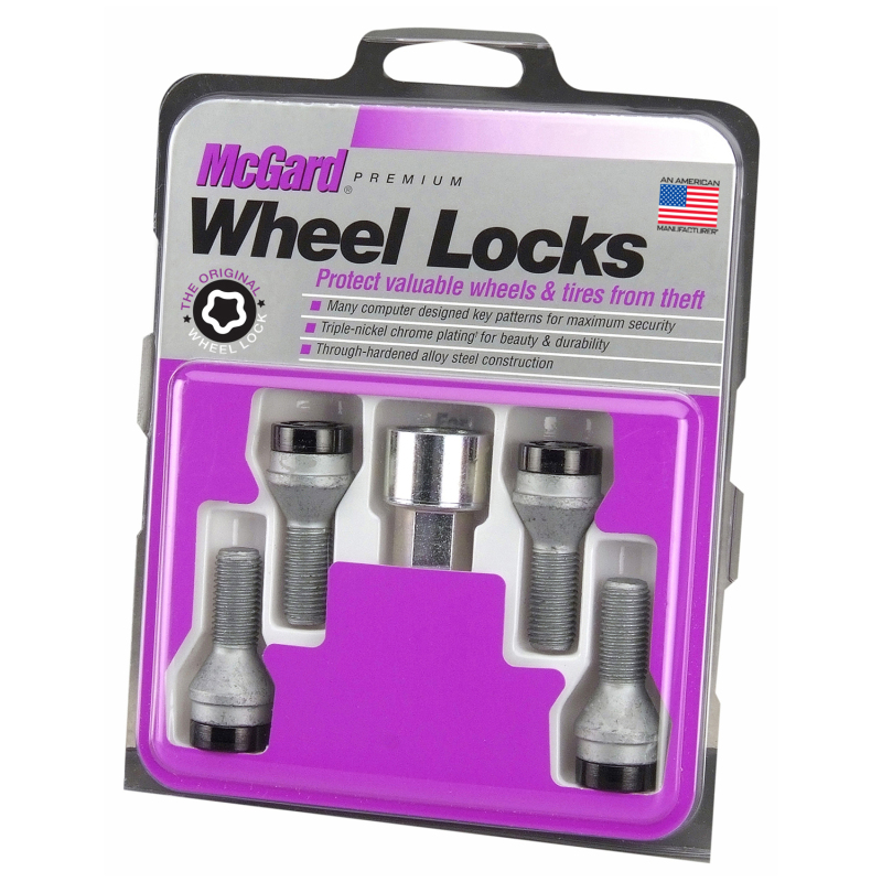 McGard Wheel Lock Bolt Set - 4pk. (Cone Seat) M12X1.5 / 17mm Hex / 25.5mm Shank Length - Black - 27178