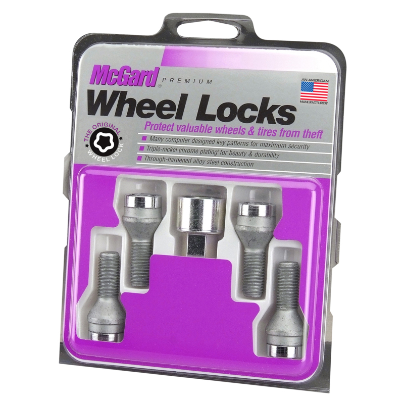 McGard Wheel Lock Bolt Set - 4pk. (Cone Seat) M12X1.25 / 19mm Hex / 25.6mm Shank Length - Chrome - 27261