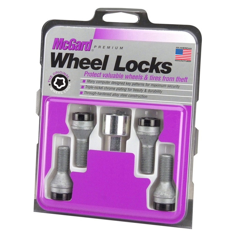 McGard Wheel Lock Bolt Set - 4pk. (Cone Seat) M14X1.25 / 17mm Hex / 27.3mm Shank Length - Black - 27326