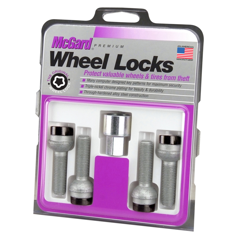 McGard Wheel Lock Bolt Set - 4pk. (Radius Seat) M14X1.5 / 17mm Hex / 45.0mm Shank Length - Black - 28317