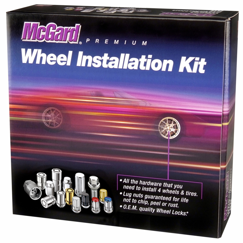 McGard 5 Lug Hex Install Kit w/Locks (Cone Seat Nut) M14X1.5 / 22mm Hex / 1.635in. Length - Black - 84527