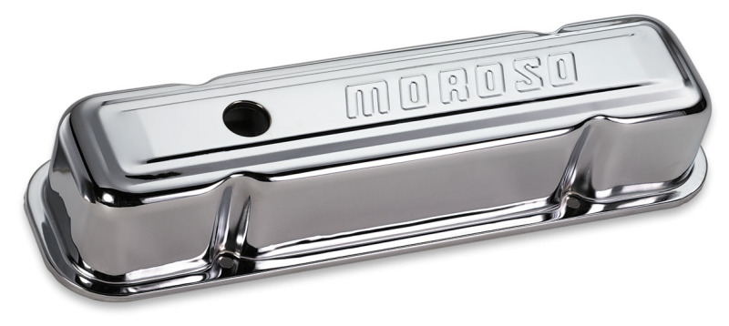 Moroso Pontiac 301-455 Valve Cover - w/Baffles - Stamped Steel Chrome Plated - Pair - 68281