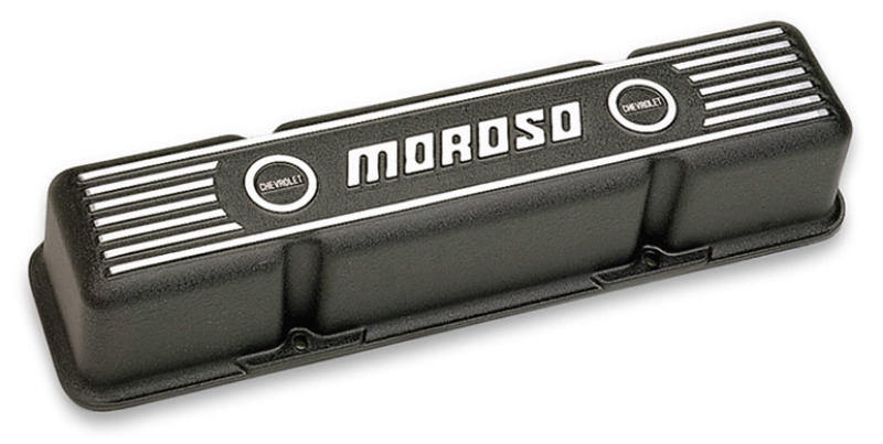 Moroso Chevrolet Small Block Valve Cover - 3.5in - Black Finished Aluminum - Pair - 68411