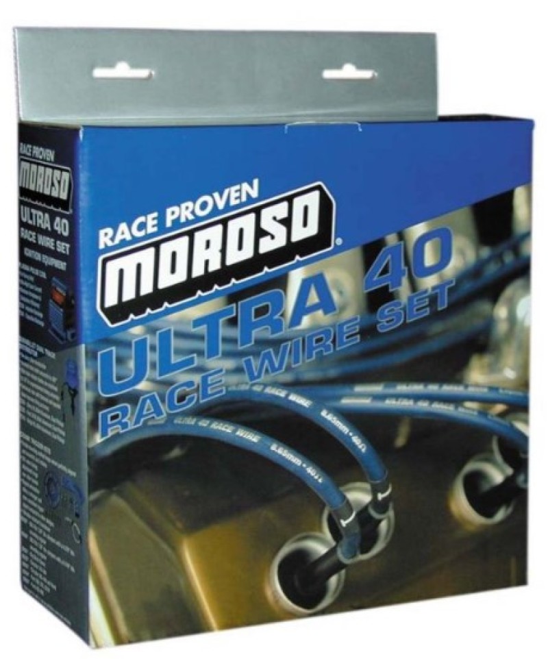 Moroso Chevrolet Small Block Ignition Wire Set - Ultra 40 - Sleeved - HEI - 90 Degree - Black - 73818