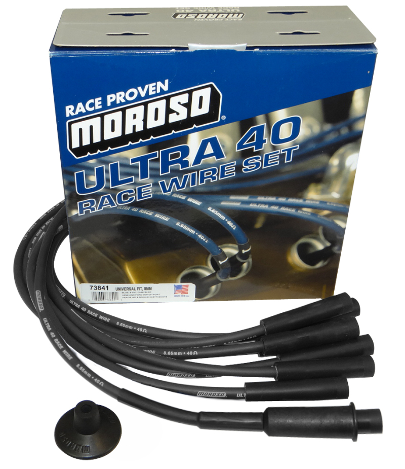 Moroso Universal/Mopar/Chrysler (w/Hemi Heads) Ignition Wire Set - Ultra 40 - Black - 73841