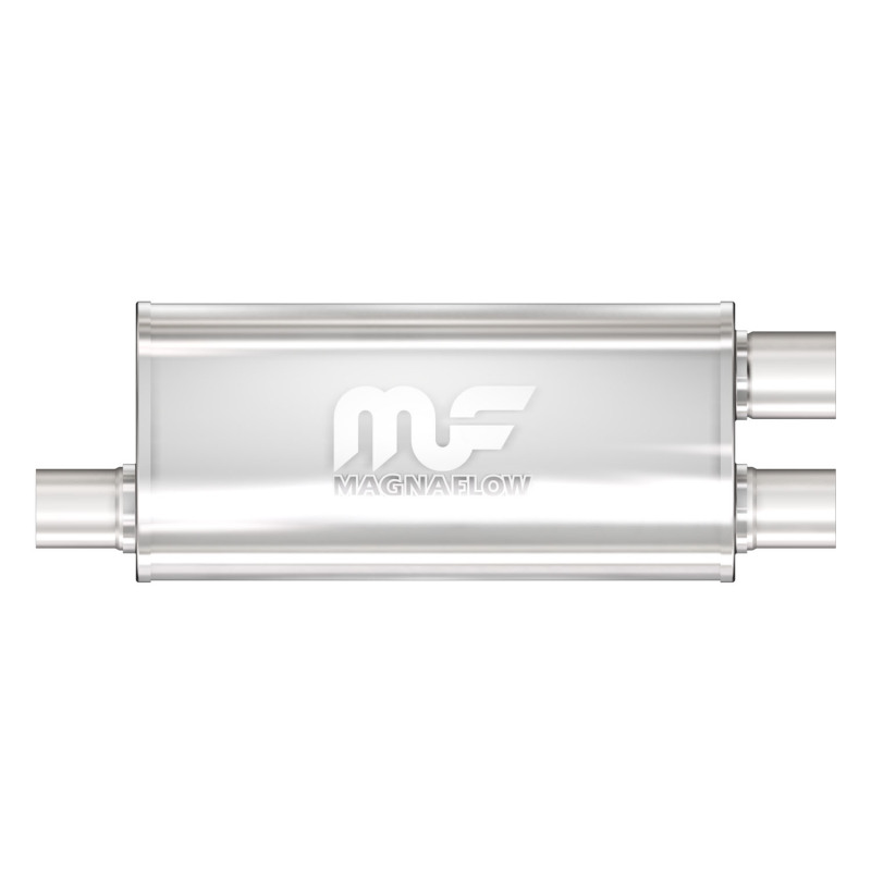 Stainless Muffler 2.5in Inlet Offset/Dual 2.25in - 12266