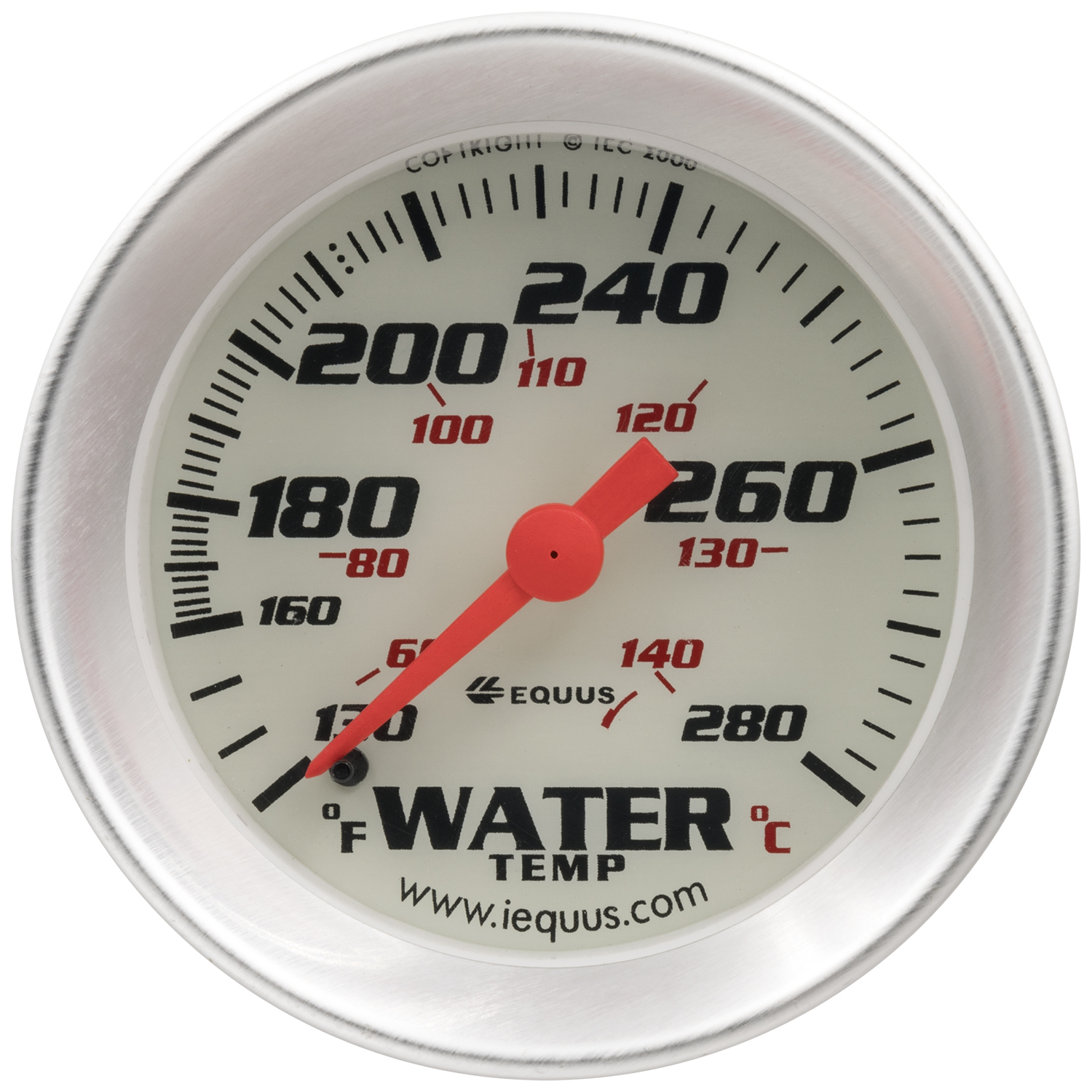 Gauge, Water Temperature, 2" 130-280 F, 270 Degree Sweep, Mech, Wht, Slvr, 8000 - E8242