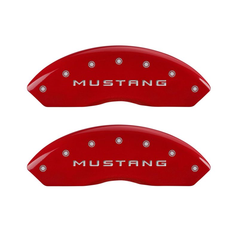 Set of 4: Red finish, Silver Mustang / 3.7 - 10198SM37RD
