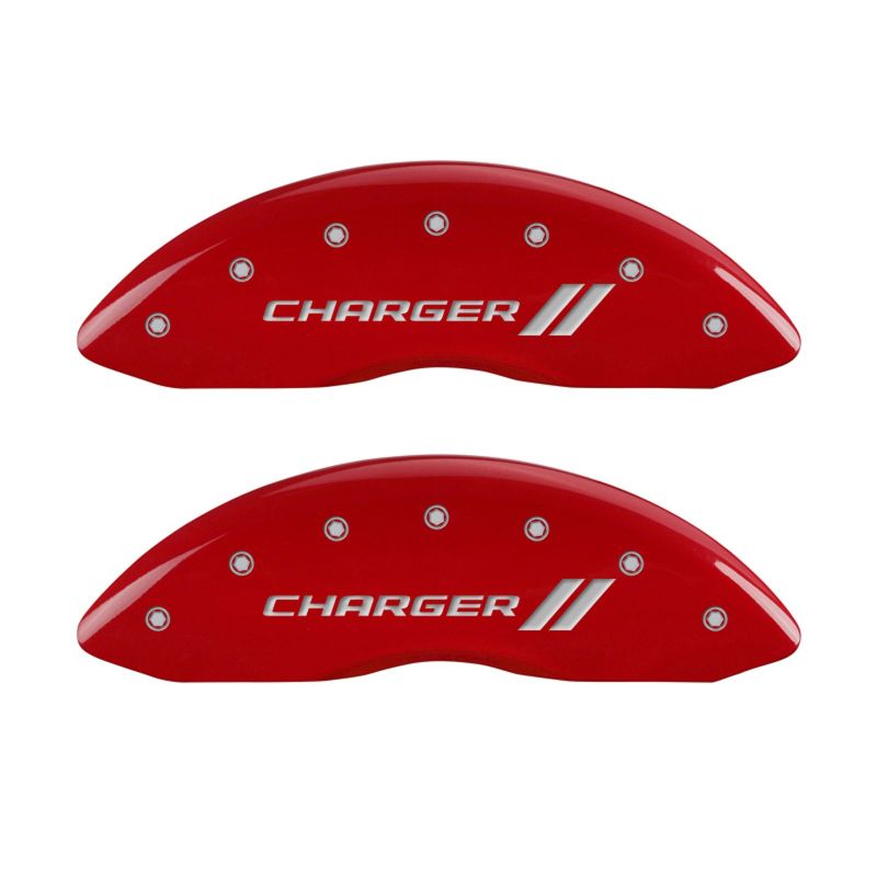 Set of 4: Red finish, Silver Charger ll - 12162SCH1RD