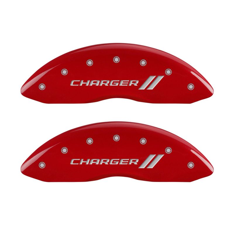 Set of 4: Red finish, Silver Charger ll - 12181SCH1RD