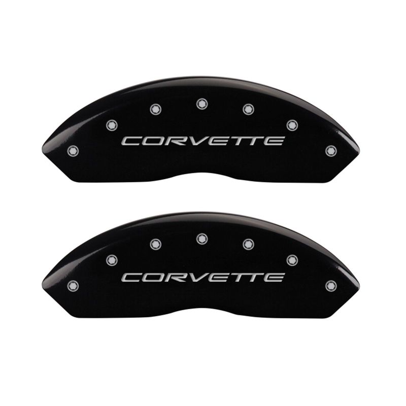 Set of 4: Black finish, Silver Corvette (C5) - 13007SCV5BK
