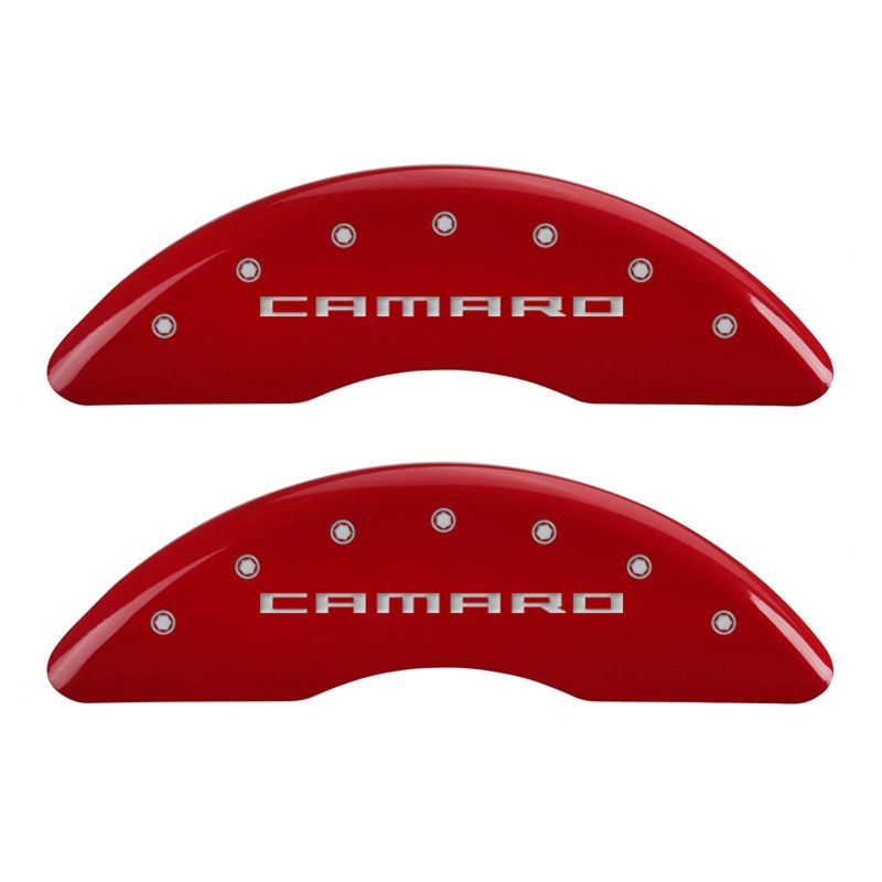 Set of 4: Red finish, Silver Camaro (Gen 5/6) - 14241SCA5RD