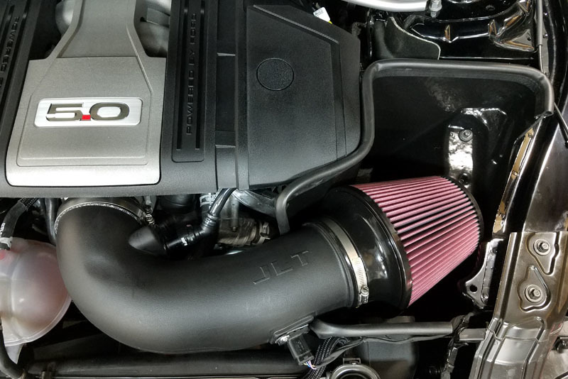 JLT 18-21 Ford Mustang GT Black Textured Cold Air Intake Kit w/Red Filter - Tune Req - CAI-FMG-18