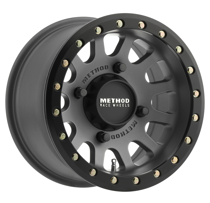 Method MR401 UTV Beadlock 14x7 / 4+3/13mm Offset / 4x156 / 132mm CB Titanium Wheel- Matte Black Ring - MR40147046843B