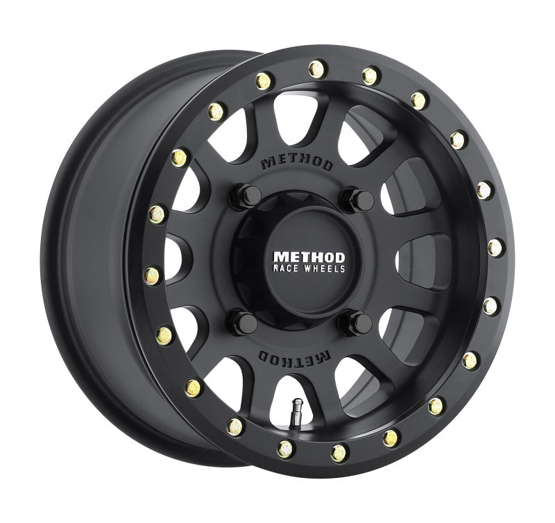 Method MR401 UTV Beadlock 15x7 / 4+3/13mm Offset / 4x136 / 106mm CB Matte Black Wheel - MR40157047543B