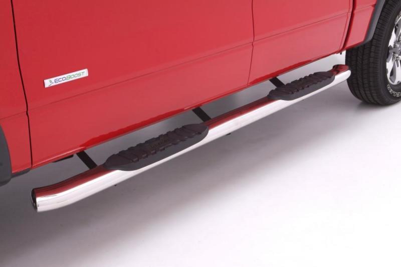 Lund 15-18 Ford F-150 SuperCrew 5in. Curved Oval SS Nerf Bars - Polished - 23789008