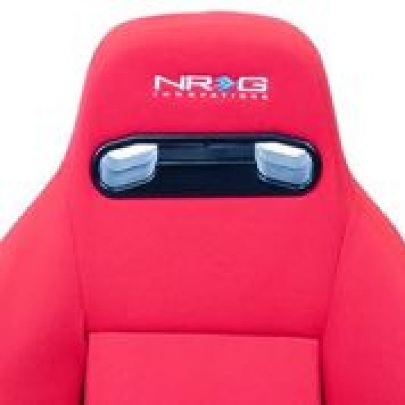 NRG Sport Seats (Pair) Type-R Cloth w/NRG Logo - Red w/Red Stitch - RSC-210L/R