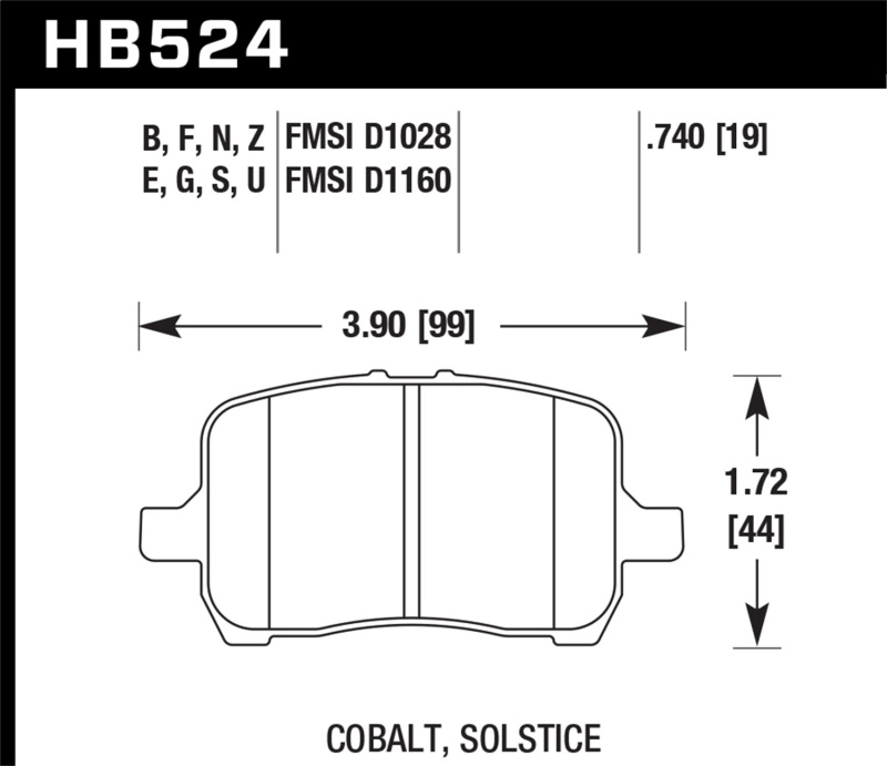 HPS 5.0 Disc Brake Pad; 0.740 Thickness; - HB524B.740