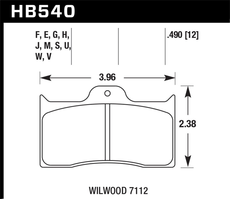 HPS 5.0 Disc Brake Pad; 0.490 Thickness; Fits Wilwood; BDL w/Cotter Pin; - HB540B.490