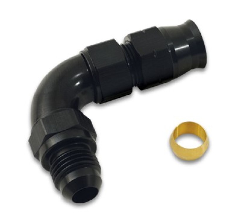 Vibrant 90 Degree 1/2in Tube to Male -8AN Flare Adapter w/ Olive Inserts - 16588