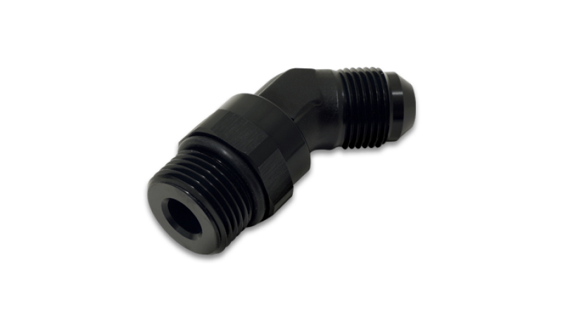 Vibrant -6AN Male Flare to Male -6AN ORB Swivel 45 Degree Adapter Fitting - Anodized Black - 16940