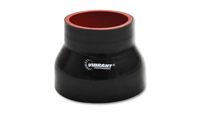 Vibrant 4 Ply Reinforced Silicone Transition Connector - 2.5in I.D. x 3.25in I.D. x 3in long (BLACK) - 2761