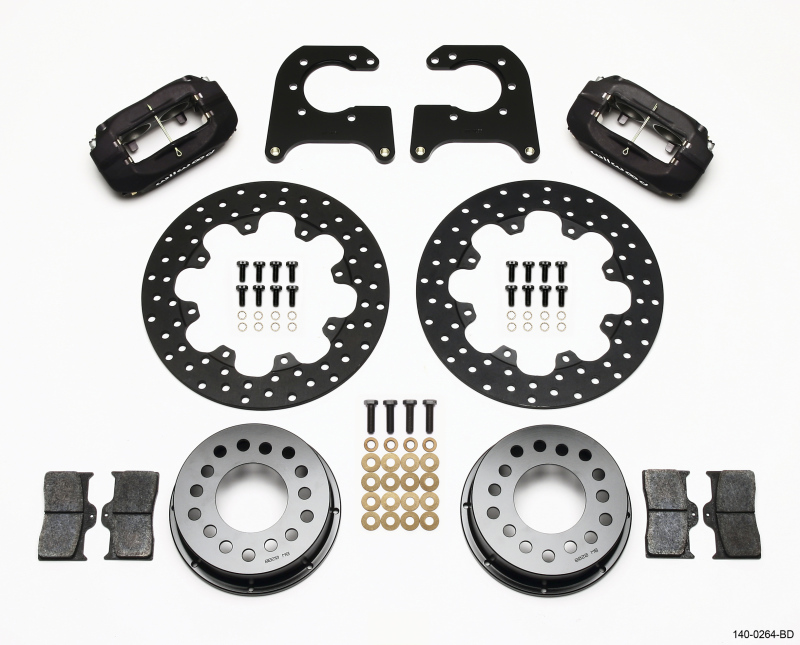Wilwood Forged Dynalite Rear Drag Kit Drilled Rotor 58-64 Olds/Pontiac 1/2in Studs - 140-0264-BD