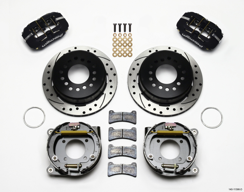 Wilwood Dynapro Low-Profile 11.00in P-Brake Kit Drilled Chevy 12 Bolt 2.75in Off w/ C-Clips - 140-11398-D