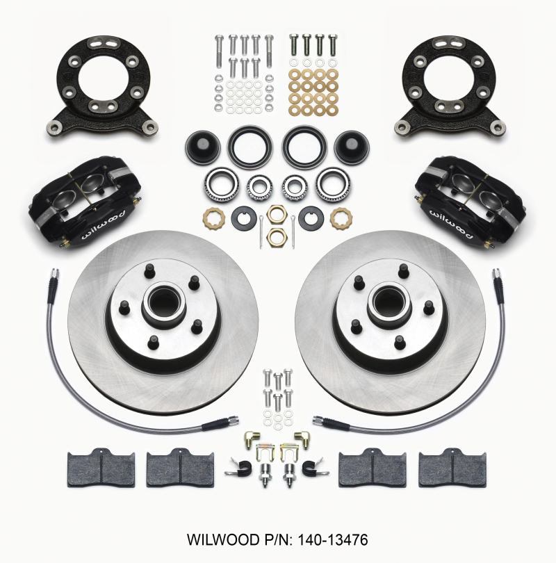 Wilwood Forged Dynalite-M Front Kit 11.30in 1 PC Rotor&Hub 1965-1969 Mustang Disc & Drum Spindle - 140-13476