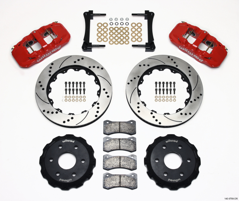 Wilwood AERO6 Front Truck Kit 14.25in Drill Red 1999-2014 GM Truck/SUV 1500 - 140-9789-DR