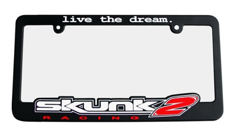 Live The Dream License Plate Frame; Black w/Red/White Logo; Plastic; - 838-99-1450