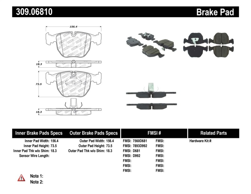 StopTech Performance 00-04 BMW M5 E39 / 00-06 X5 / 03-05 Range Rover HSE Front Brake Pads - 309.06810