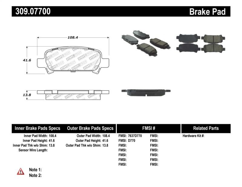 StopTech Performance 02-03 WRX Rear Brake Pads - 309.07700