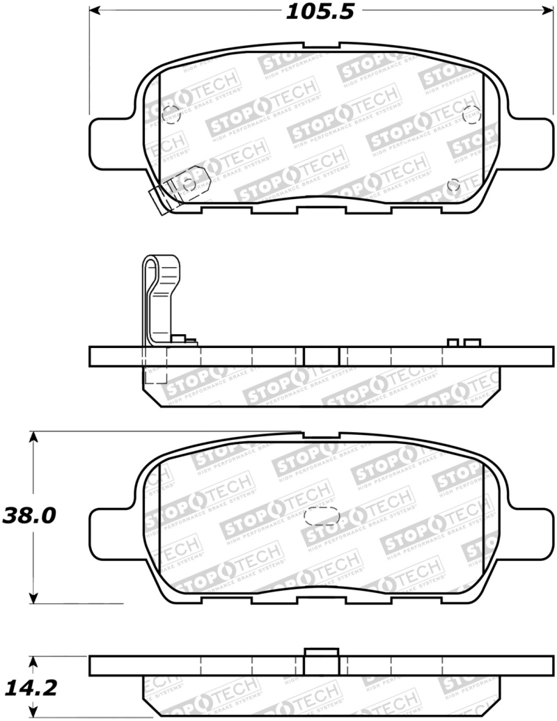 StopTech Sport Brake Pads w/Shims and Hardware - Rear - 309.09051