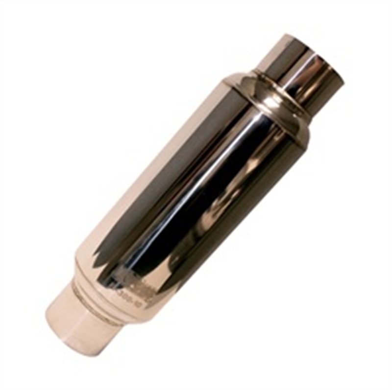 3in. Round Muffler 10in. Long Body. Polished Stainless Steel. - R300-10