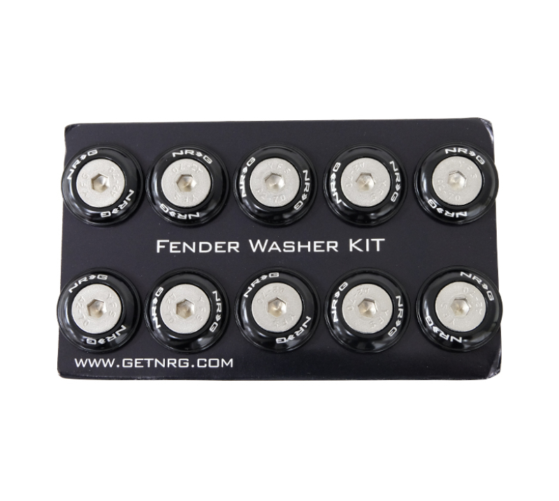 NRG Fender Washer Kit w/Rivets For Plastic (Black) - Set of 10 - FW-100BK