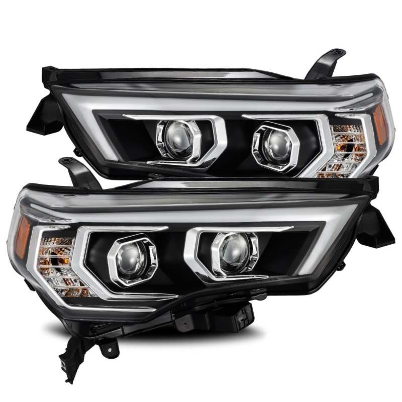 AlphaRex 14-20 Toyota 4Runner PRO-Series Projector Headlights Plank Style Black w/Sequential Signal - 880732